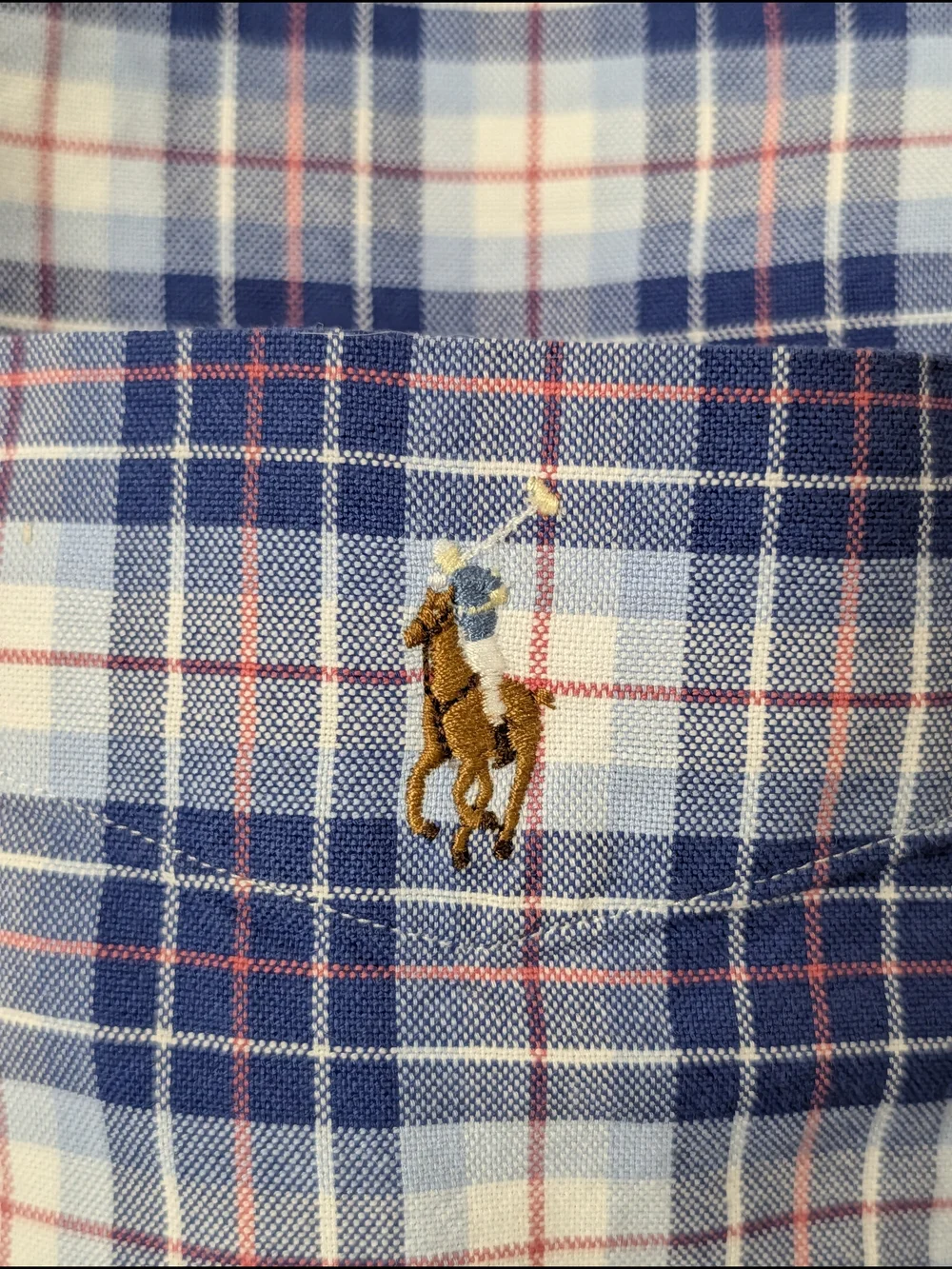 Polo by Ralph Lauren Blue Plaid Short-Sleeve Button-Down Oxford Mens Shirt S